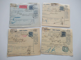 Ungarn 1913 4x Paketkarte Ab Budapest Nach Stubnya Fürdo Mit Vielen Stempeln Und Vermerken!! - Lettres & Documents