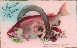 CPA - Poisson D'Amour - Fleur - Fer à Cheval - Poisson - 1913 - Editeur GD La Rose - Carte Postale Ancienne - Pescados Y Crustáceos