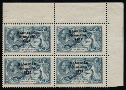 1922-23 Thom Saorstát 10/- Corner Block Of 4 With "re-touch To 0 In 10/-", Never-hinged - Unused Stamps
