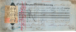 Netherlands East Indies, 1879, Vintage Cheque Order / Promissory Note - Samarang - Revenue Fiscal Stamps / Cinderellas - Chèques & Chèques De Voyage