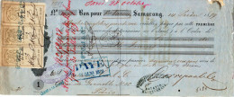 Netherlands East Indies, 1879, Vintage Cheque Order / Promissory Note - Samarang - Revenue Fiscal Stamps / Cinderellas - Chèques & Chèques De Voyage