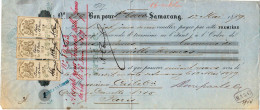 Netherlands East Indies, 1879, Vintage Cheque Order / Promissory Note - Samarang - Revenue Fiscal Stamps / Cinderellas - Chèques & Chèques De Voyage