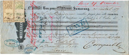 Netherlands East Indies, 1879, Vintage Cheque Order / Promissory Note - Samarang - Revenue Fiscal Stamps / Cinderellas - Chèques & Chèques De Voyage