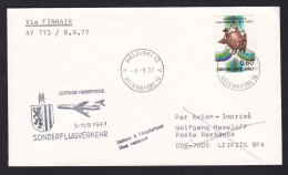 Finland: Special Flight Cover To Germany, 1977, 1 Stamp, UPU, Finnair, Returned, Retour Cancel, Aviation (traces Of Use) - Briefe U. Dokumente