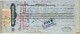 Netherlands East Indies, 1879, Vintage Cheque Order / Promissory Note - Samarang - Revenue Fiscal Stamp / Cinderella - Chèques & Chèques De Voyage