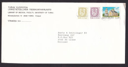 Finland: Cover To Netherlands, 1980s, 3 Stamps, Church, Building, Heritage, Architecture, Heraldry (minor Crease) - Briefe U. Dokumente