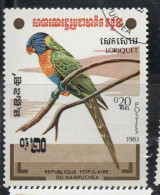 CAMBODIA KAMPUCHEA CAMBOGIA 1983 BIRD FAUNA BIRDS LORIKEET 20c USED USATO OBLITERE' - Kampuchea