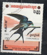 CAMBODIA KAMPUCHEA CAMBOGIA 1983 BIRD FAUNA BIRDS SWALLOW 50c USED USATO OBLITERE' - Kampuchea