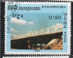 CAMBODIA KAMPUCHEA CAMBOGIA 1989 BRIDGES BRIDGE 50c USED USATO OBLITERE' - Kampuchea