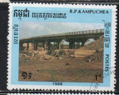CAMBODIA KAMPUCHEA CAMBOGIA 1989 BRIDGES BRIDGE 1r USED USATO OBLITERE' - Kampuchea