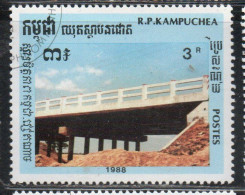 CAMBODIA KAMPUCHEA CAMBOGIA 1989 BRIDGES BRIDGE 3r USED USATO OBLITERE' - Kampuchea