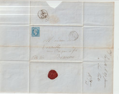 Lettre Du 27 Janv. 1867, Timbre Napoléon III, Empire Franc De Couleur Bleue, Au Départ De LONGEAU Pour BEAUNE - 1862 Napoléon III