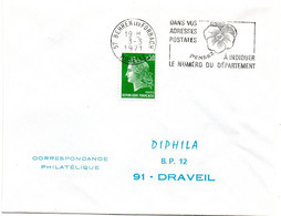 MOSELLE  - Dépt N° 57 = BEHREN LES FORBACH 1971 = FLAMME à DROITE = SECAP Multiple ' PENSEZ à INDIQUER ' = Pensée N° 2 - Código Postal