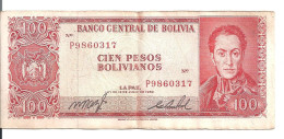 BOLIVIE 100 PESOS L.1962 VF P 163 - Bolivie