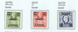 GB George Vl -   "ARMS"  KUWAIT  -  High Values (3)   VERY LIGHTLY HINGED - See Scans - Unused Stamps