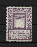 1913 FLUGPOST VORLÄUFER LANGNAU   ►SBK-VI In Ungebr. Erhaltung Mit Neu Aufgetragenem Gummi, Kleines Verkleb. Risschen◄ - Nuovi