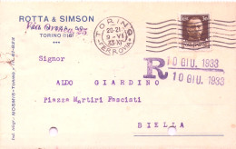21212 " ROTTA & SIMSON-TORINO"-CART. POST. SPEDITA1933 - Mercaderes