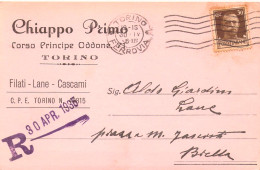 21213 " CHIAPPO PRIMO-FILATI-LANE-CASCAMI-TORINO"-CART. POST. SPEDITA1935 - Shopkeepers