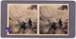Chamonix Mont-Blanc / Passage D'une Crevasse - Photo Stéréoscopique 1900s Alpes Glacier Belle Epoque Mer De Glace ? C9-8 - Photos Stéréoscopiques