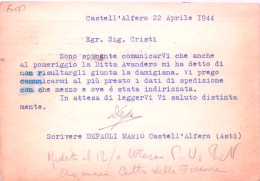 21216 " DEPAOLI MARIO-TORINO"-CART. POST. SPEDITA1944 - Verkopers