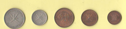 OMAN 5 Coins 1 + 5 + 10 + 20 + 50 Baisa To Calassified Alluminium Typological Currency - Omán