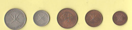 OMAN 5 Coins 1 + 5 + 10 + 20 + 50 Baisa To Calassified Alluminium Typological Currency - Oman