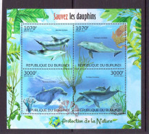 BURUNDI 2012 PROTECTION DE LA NATURE-DAUPHINS  YVERT N°1556/59 NEUF MNH** - Dauphins