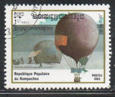 Delcampe - CAMBODIA KAMPUCHEA CAMBOGIA 1983 HOT AIR BALLOON ASCENSION ASCENSION IN ARCTIC 1.50r USED USATO OBLITERE' - Kampuchea