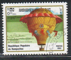 CAMBODIA KAMPUCHEA CAMBOGIA 1983 HOT AIR BALLOON ASCENSION VILLE D'ORLEANS 30c USED USATO OBLITERE' - Kampuchea