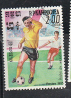 CAMBODIA KAMPUCHEA CAMBOGIA 1985 WORLD CUP SOCCER 1986 CHAMPIONSHIPS MEXICO PLAYERS 2r USED USATO OBLITERE' - Kampuchea