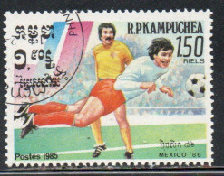 CAMBODIA KAMPUCHEA CAMBOGIA 1985 WORLD CUP SOCCER 1986 CHAMPIONSHIPS MEXICO PLAYERS 1.50r USED USATO OBLITERE' - Kampuchea