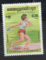 CAMBODIA KAMPUCHEA CAMBOGIA 1984 SUMMER OLYMPIC GAMES LOS ANGELES DISCUS 20c USED USATO OBLITERE' - Kampuchea