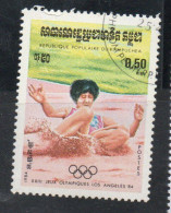 CAMBODIA KAMPUCHEA CAMBOGIA 1984 SUMMER OLYMPIC GAMES LOS ANGELES LONG JUMP 50c USED USATO OBLITERE' - Kampuchea