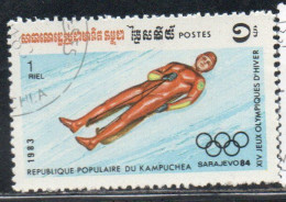 CAMBODIA KAMPUCHEA CAMBOGIA 1983 WINTER  OLYMPIC GAMES SARAJEVO 1984 LUGE 1r USED USATO OBLITERE' - Kampuchea