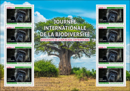 CENTRAL AFRICAN CENTRAFRICAINE 2023 - SHEET 8V - GORILLAS GORILLA GORILLE GORILLES APES MONKEYS - BIODIVERSITY - MNH - Gorilles