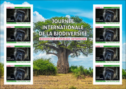 CENTRAL AFRICAN CENTRAFRICAINE 2023 - IMPERF SHEET 8V - GORILLAS GORILLA GORILLE GORILLES APES - BIODIVERSITY MNH - Gorilla