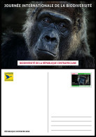 CENTRAL AFRICAN CENTRAFRICAINE 2023 - STATIONERY CARD - GORILLAS GORILLA GORILLE GORILLES APES - BIODIVERSITY - Gorilas