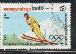 CAMBODIA KAMPUCHEA CAMBOGIA 1983 WINTER OLYMPIC GAMES SARAJEVO 1984 SKI JUMPING 4r USED USATO OBLITERE' - Kampuchea