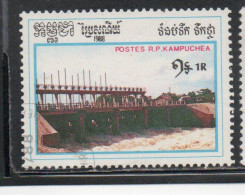 CAMBODIA KAMPUCHEA CAMBOGIA 1988 DAM UNDER CONSTRUCTION 2r USED USATO OBLITERE' - Kampuchea