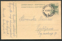 YUGOSLAVIA 1959 Buildings 15 (d) Postal Stationery Card, Used.  Michel P159c - Postwaardestukken