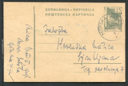 YUGOSLAVIA 1959 Buildings 15 (d) Postal Stationery Card, Used.  Michel P159a - Entiers Postaux