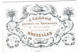 Belgique, Carte Porcelaine, J. Cardon, Peintre En Batiments Et Décorateur, Bruxelles, Dim:93x63mm - Porcelana