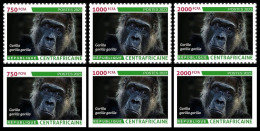 CENTRAL AFRICAN CENTRAFRICAINE 2023 SET 6V 750F 1000F 2000F- GORILLAS GORILLA GORILLE GORILLES APES - BIODIVERSITY - MNH - Gorillas