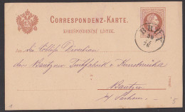 Brüx Most 2 Kreuzer Ganzsache Nach Bautzen Sachsen, 1876 - Région Des Sudètes