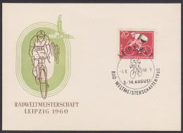 MC Visite En Bicyclette Rad-Weltmeisterschaft Leipzig 1960 Card Vom Ersttag Weltmeistertrikot DDR, Cicle - Maximumkaarten