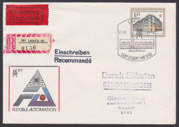 Leipziger Frühjahrsmesse 1989 Eil-R-Brief Leipzig Altes Rathaus DDR U9, Rs. Eing.-St., Handelshof Am Naschmarkt - Briefomslagen - Gebruikt