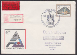 Magdeburg Ausstellung DDR U9, Rs. Eing.-St., Handelshof Am Naschmarkt Leipziger Frühjahrsmesse 1989 Eil-R-Brief  - Covers - Used