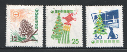 1957  Xmas Issue  Sc 265, 267MNH **, 266 Used - Corea Del Sur