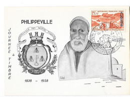 PHILIPPEVILLE SKIKDA (Algérie) Journée Du Timbre 1958 Carte Postale Oblitération - Skikda (Philippeville)