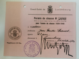 Permis De Chasse 1939-40 - Storia Postale